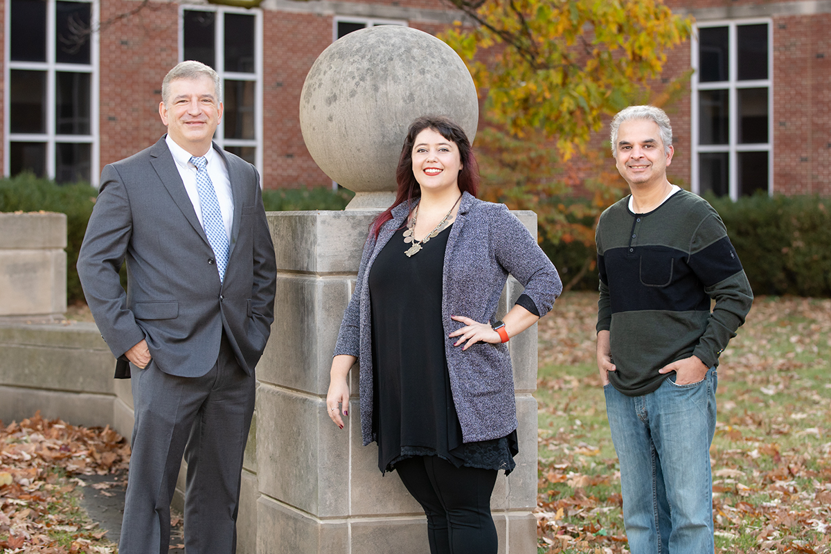 From left, animal sciences professor Alfred Roca, postdoctoral researcher Alida de Flamingh and anthropology professor Ripan Malhi led a team that analyzed DNA extracted from elephant tusks recovered from a 16th century shipwreck. 