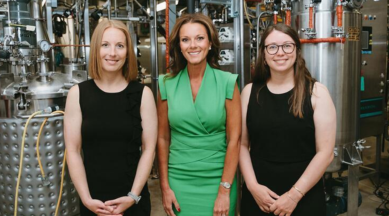 From left, Beth Conerty, Nicole Bateman, and Carly McCrory-McKay will help lead the iFAB Tech Hub to spur economic growth and job creation in Central Illinois through biomanufacturing and precision fermentation with approximately $51 million in support from the Economic Development Administration's Tech Hubs Program. Photo credit: Anna Longworth Photography 