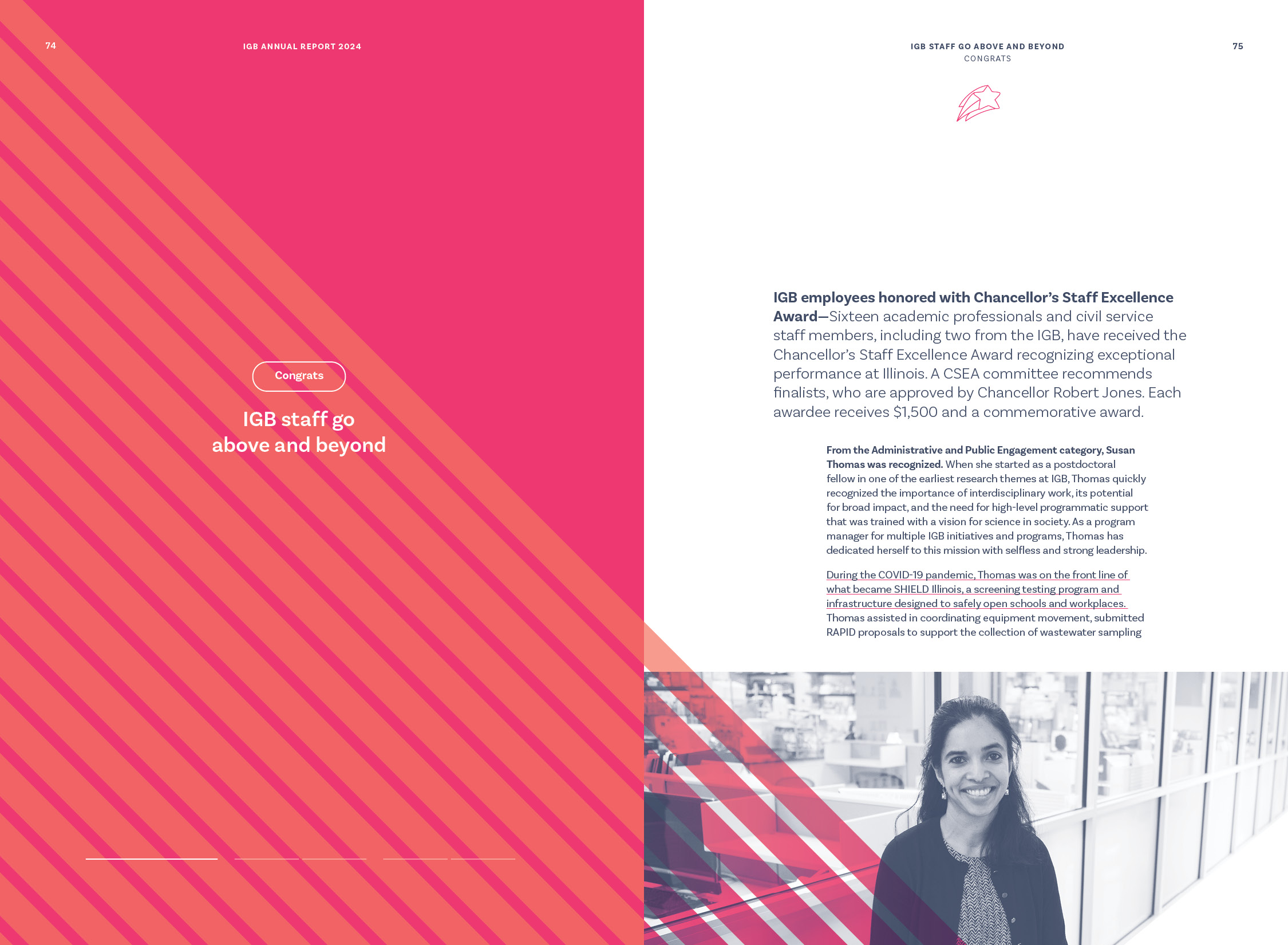 Congrats stories, IGB staff go above and beyond