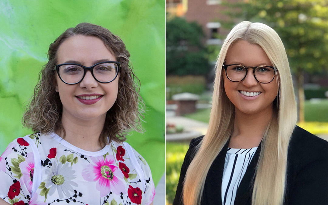 Allison Narlock (left) will spend her summer investigating the mechanics of archaeal cell division. Monika Ziogaite (right) will be working to identify genetic variants that contribute to the metastatic potential of breast cancers.